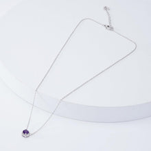 Load image into Gallery viewer, Dark Amethyst Halo Pendant Necklace - FineColorJewels