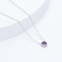 Load image into Gallery viewer, Dark Amethyst Halo Pendant Necklace - FineColorJewels