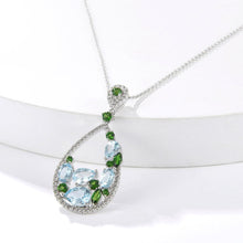 Load image into Gallery viewer, Teardrop Pendant Sterling Silver Blue Topaz Diopside Pendant Gift for Women Teardrop Multi-Color Gemstone Pendant Necklace - FineColorJewels