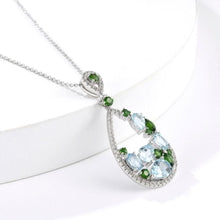 Load image into Gallery viewer, Teardrop Multi-Color Gemstone Pendant Necklace - FineColorJewels