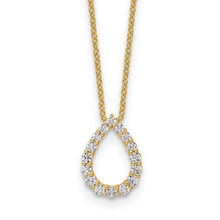 Load image into Gallery viewer, 14K Gold Lab Diamond Open Teardrop Pendant Necklace