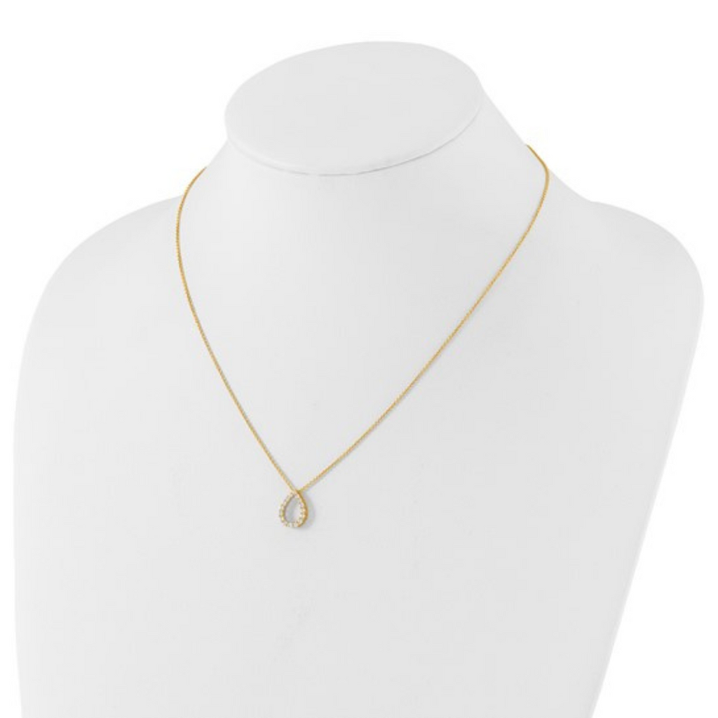 14K Gold Lab Diamond Open Teardrop Pendant Necklace