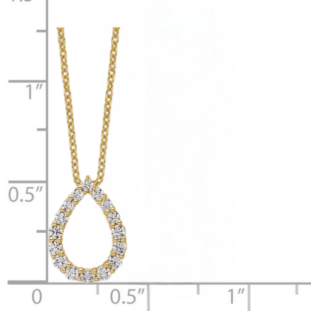 14K Gold Lab Diamond Open Teardrop Pendant Necklace