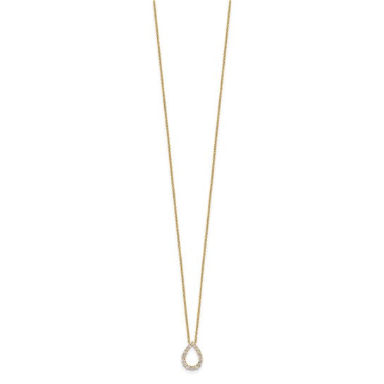 14K Gold Lab Diamond Open Teardrop Pendant Necklace