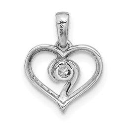 14K White Gold Heart Shaped Twisted Pendant