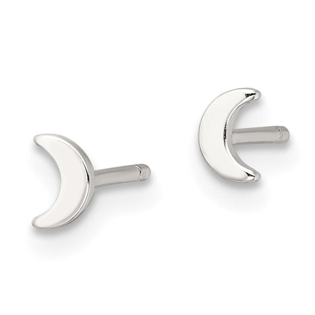 Half Moon Stud Earrings Silver