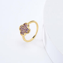 Load image into Gallery viewer,  good luck ring Gift for graduation valentine&#39;s day gift mother&#39;s day gift christmas gift thanksgiving gift gift for women Amethyst Ring Purple Lucky RIng clover charm ring clover lucky ring goodluck clover ring - FineColorJewels