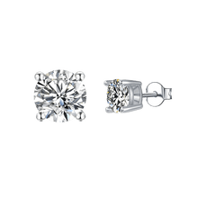 Load image into Gallery viewer, White Moissanite Stud Earrings - FineColorJewels