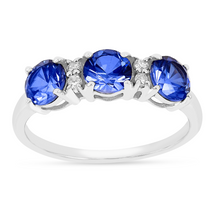 Load image into Gallery viewer, Ceylon Sapphire Three Stone Ring