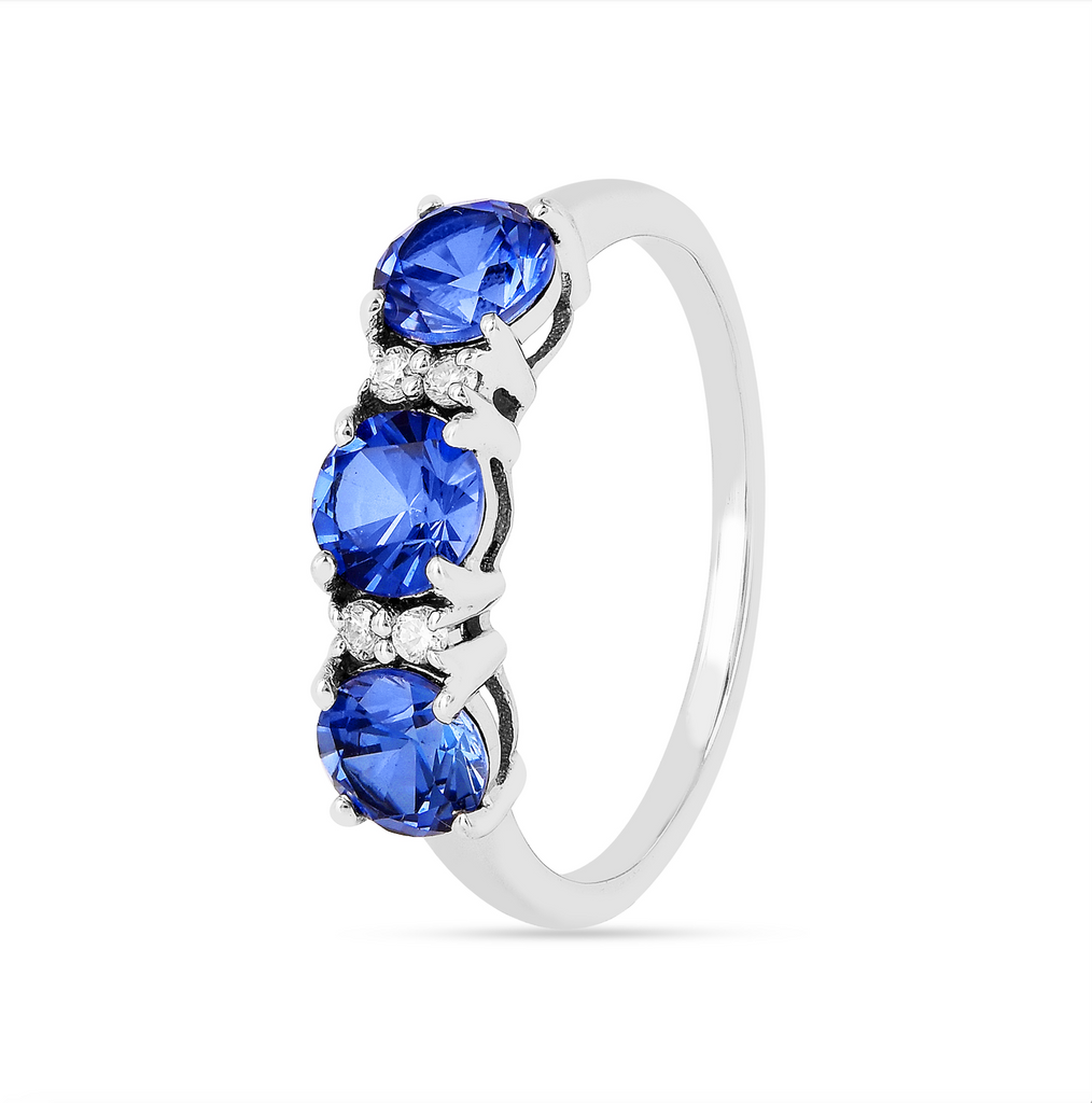 Ceylon Sapphire Three Stone Ring