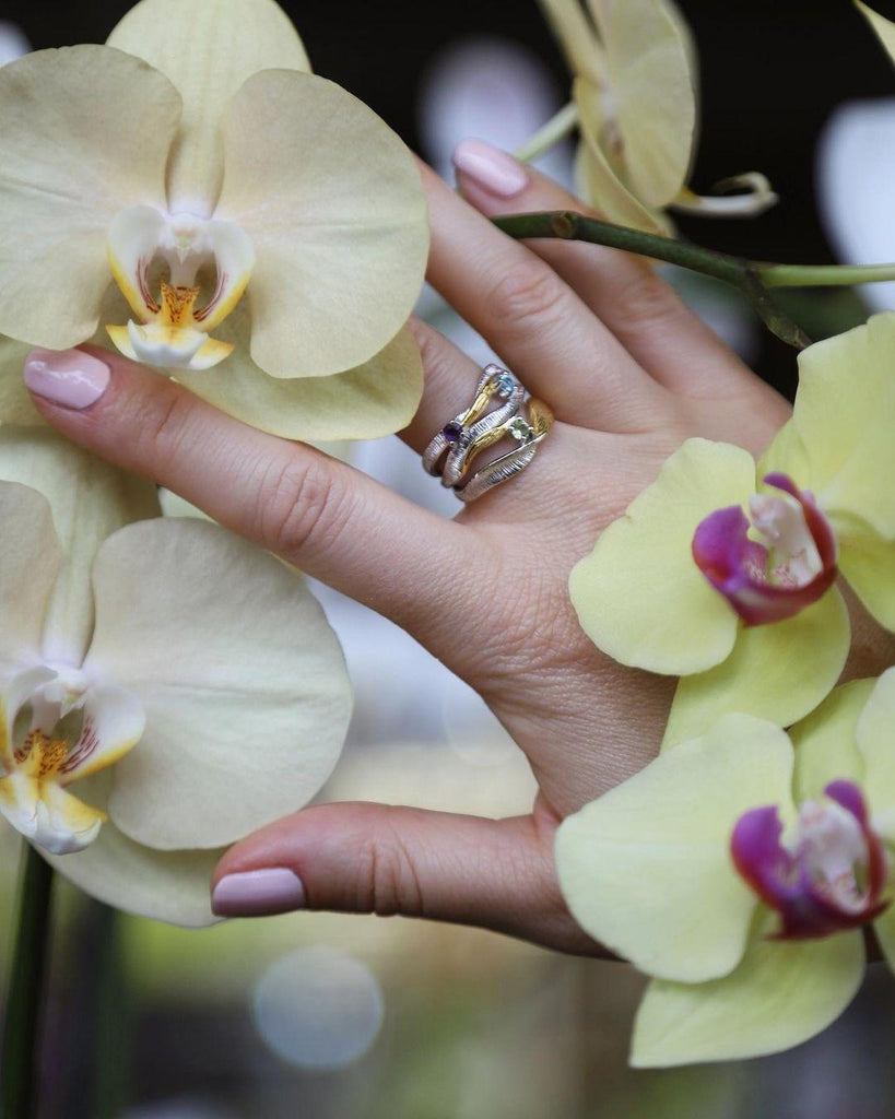 Multi Color Gold-Plated Statement Ring - FineColorJewels