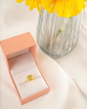 Load image into Gallery viewer, Yellow Cushion Cut Ring 18K Yellow Gold Plated Sterling Silver Ring  Gift For Women Yellow Diamond Ring in peach box  - FineColorJewels