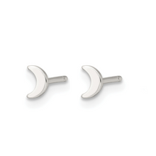 Load image into Gallery viewer, Half Moon Stud Earrings Silver