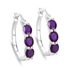 Load image into Gallery viewer, Genuine Purple Amethyst and Diamond Earrings