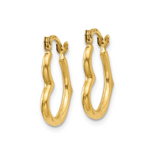 Load image into Gallery viewer, 10K Gold Heart Hoop Earrings