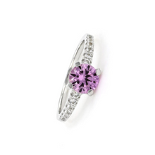Load image into Gallery viewer, Pink Sapphire Ring Lab Grown Round Cut Pink Sapphire Ring