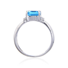 Load image into Gallery viewer, Octagon Emerald Cut ring Accented with White Topaz side view 925 sterling silver