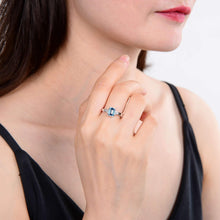 Load image into Gallery viewer, model wearing topaz ring, natural topaz ring design, square topaz ring design, healing gemstone ring