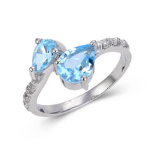 Load image into Gallery viewer, Sterling silver ring design, 925 sterling silver ring design, pear shape blue gemstone