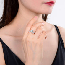 Load image into Gallery viewer, Sterling Silver Pear Shape Blue Topaz Ring with White Topaz.
$ 50 &amp; Under, 6, 7, 8, Blue, Pear, Blue Topaz, White Topaz, 925 Sterling Silver, Fashion