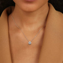 Load image into Gallery viewer, Dancing Stone White Sapphire Halo Necklace