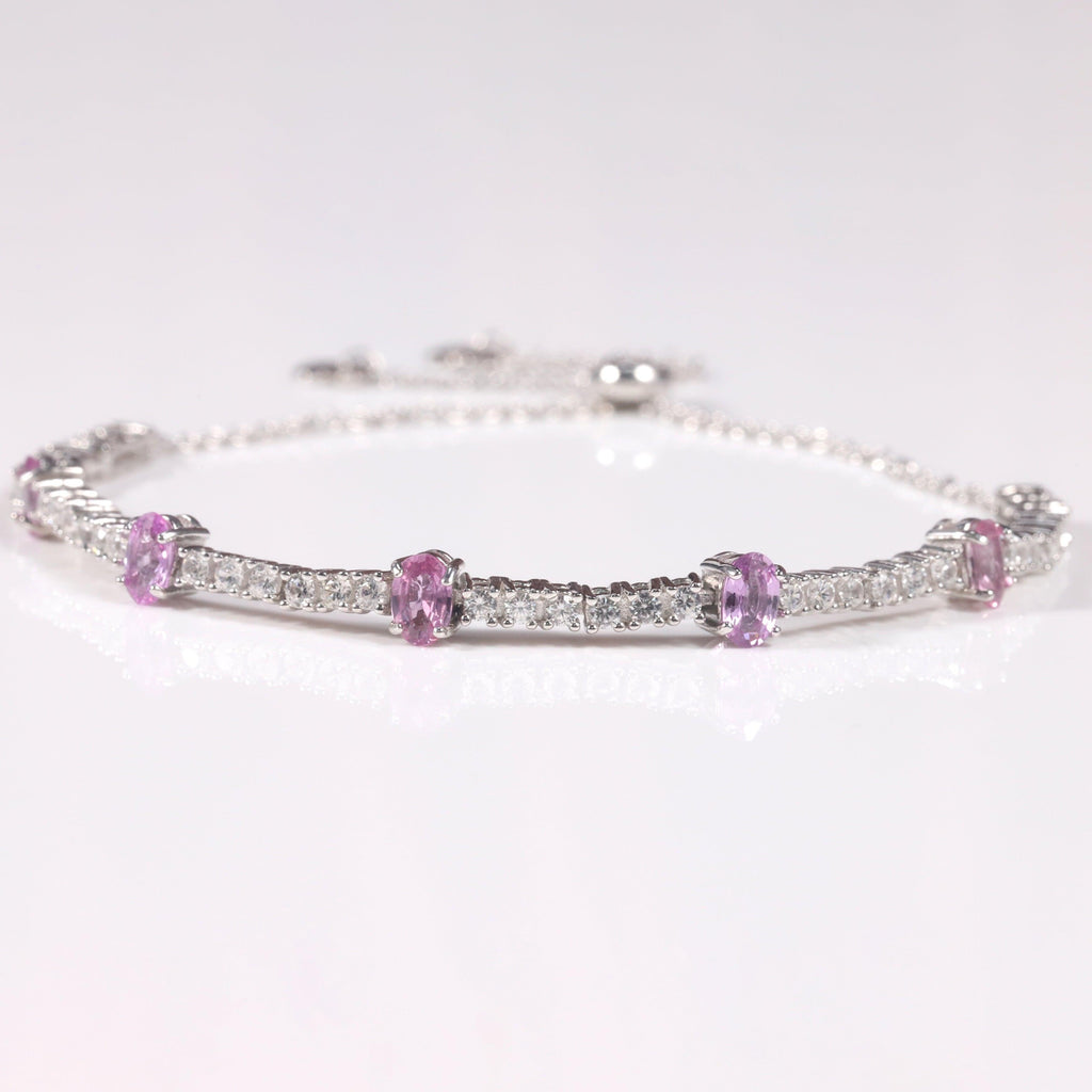 Pink Sapphire Adjustable Bracelet - FineColorJewels