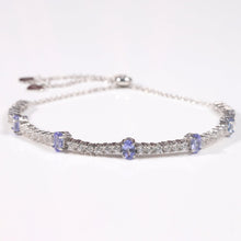 Load image into Gallery viewer, ,Natural Blue Tanzanite Tennis Bracelet Sterling Silver Tennis Bracelet for WomenTanzanite Adjustable Bracelet - FineColorJewels