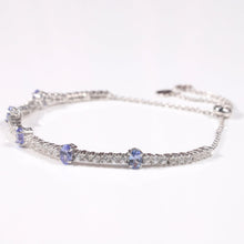 Load image into Gallery viewer, tennis bracelet tanzanite bracelet bracelet for women natural tanzanite sterling silver tanzanite jewelry dainty bracelet unique jewelry gift adjustable bracelet handmade tanzanite gem stone bracelet blue stone bracelet Beaded Bracelets - FineColorJewels