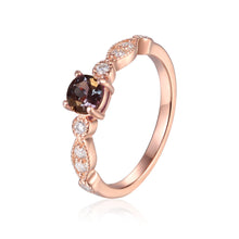 Load image into Gallery viewer, Alexandrite Engagement Ring with Moissanite accents in Rose Gold Plated Sterling Silver - FineColorJewels