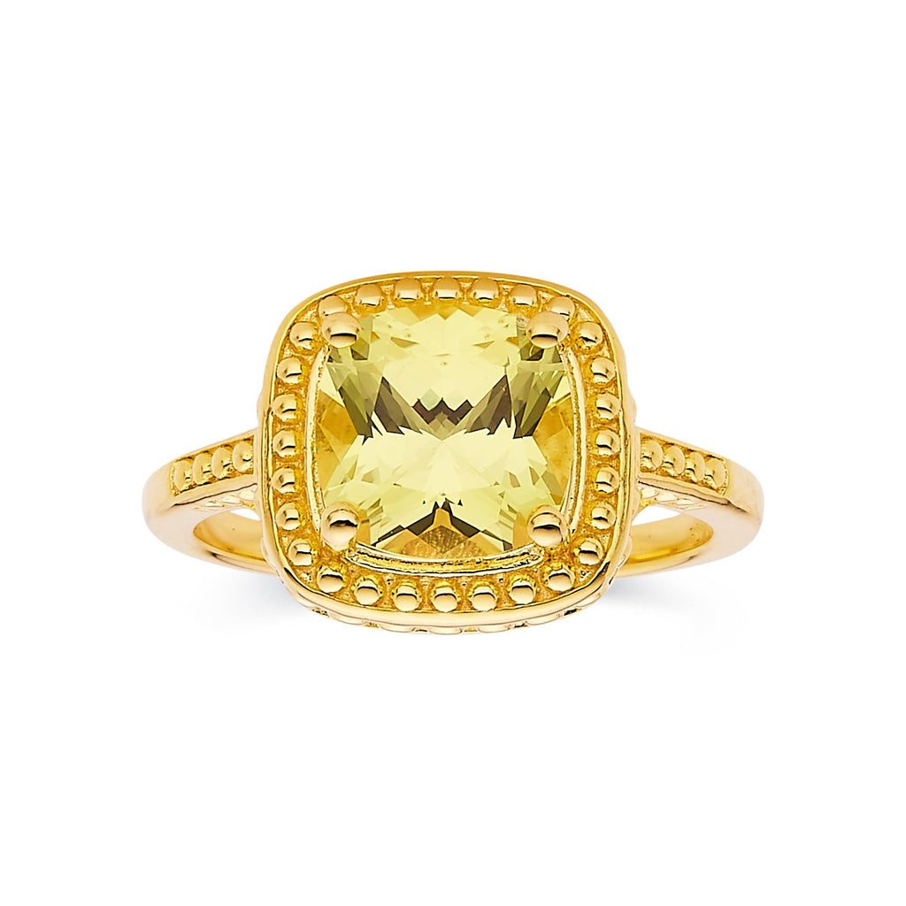 Yellow Sapphire Cushion Statement Ring - FineColorJewels