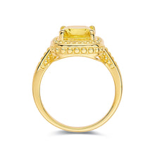 Load image into Gallery viewer,  Canary Yellow Sapphire Ring Yellow Cushion Cut Ring - FineColorJewels