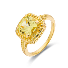 Load image into Gallery viewer, Canary Yellow Sapphire Ring Yellow Sapphire Cushion Statement Ring - FineColorJewels