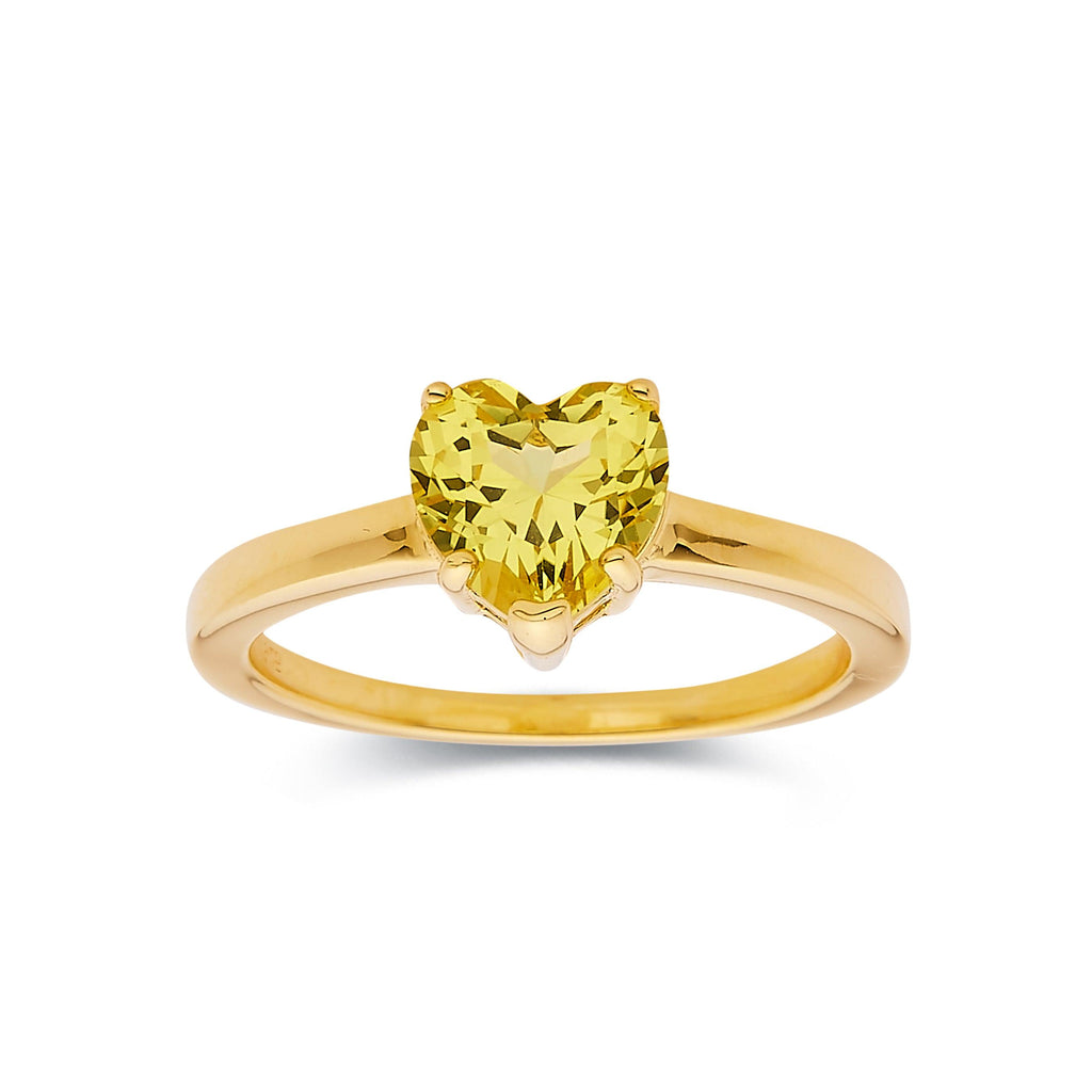 Canary Yellow Sapphire Ring Yellow Diamond Heart Ring  - FineColorJewels