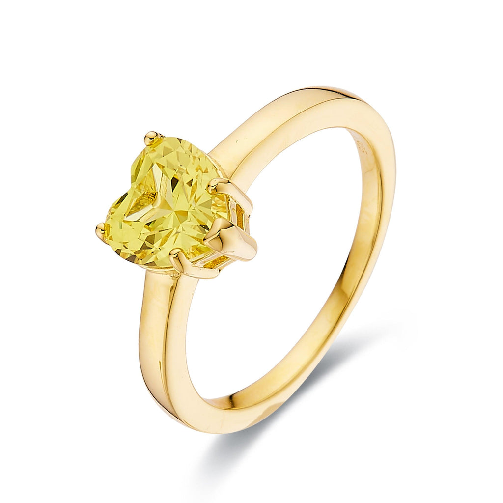 Yellow Sapphire Heart Ring - FineColorJewels