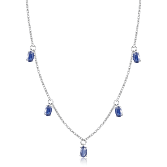 Blue Sapphire Layering Necklace - FineColorJewels