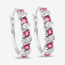 Load image into Gallery viewer, Genuine Pink Tourmaline Hoop Earrings