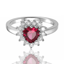 Load image into Gallery viewer, Created Ruby Silver Heart Ring for Women