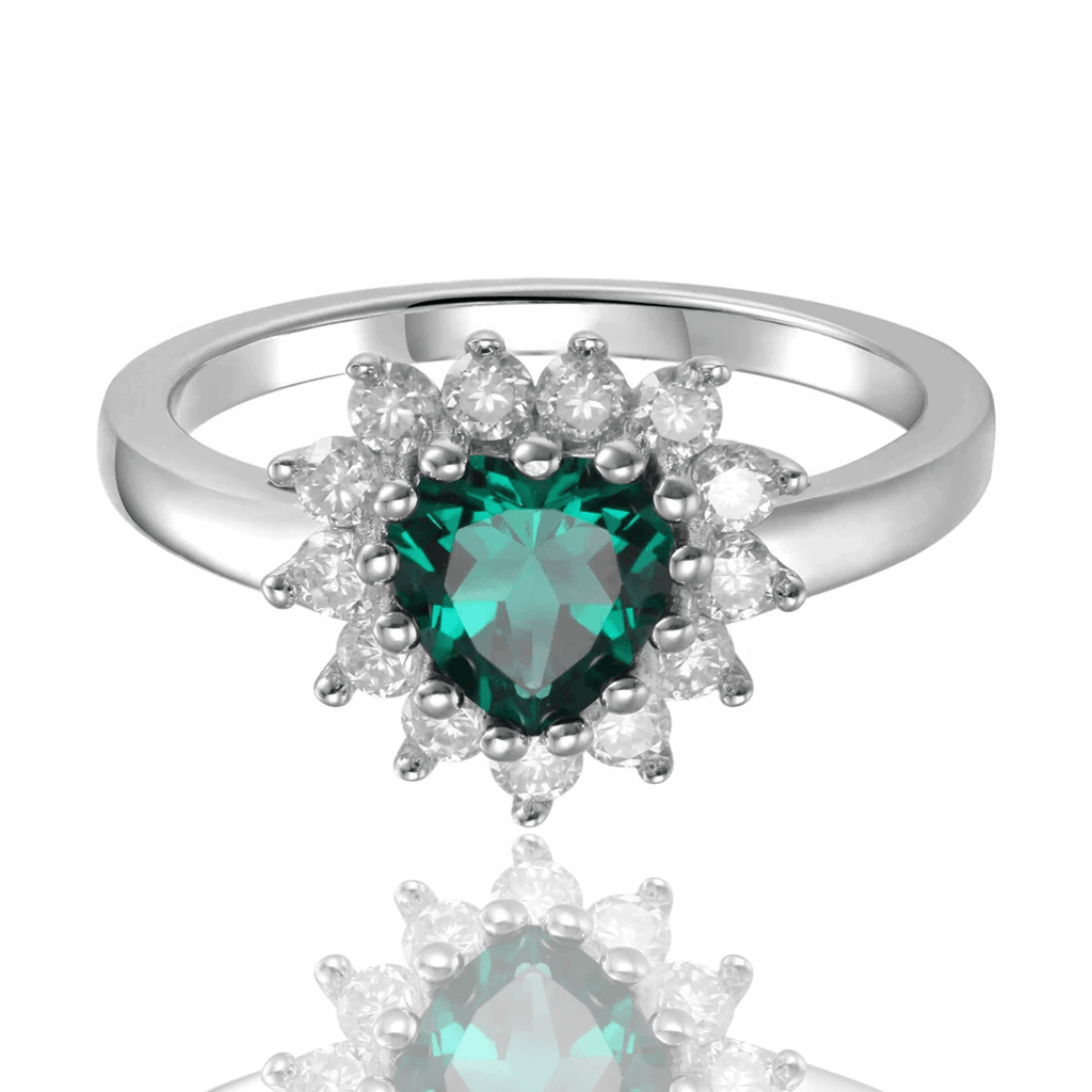 Green Heart Ring Grown Emerald Heart Ring