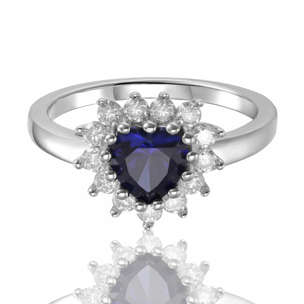 Blue Heart Ring Blue Sapphire Heart Ring