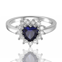 Load image into Gallery viewer, Blue Heart Ring Blue Sapphire Heart Ring