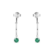 Load image into Gallery viewer, Genuine Emerald Dainty Round Hoop Earrings Green Emerald Hoop Earrings 