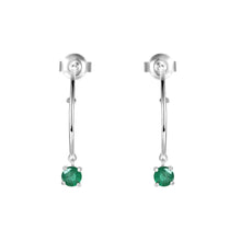 Load image into Gallery viewer, Genuine Emerald Dainty Round Hoop Earrings Green Emerald Hoop Earrings 