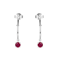 Load image into Gallery viewer, Genuine Ruby Dainty Round Hoop Earrings Red Ruby Hoop Earrings