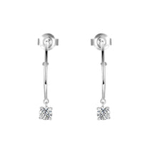Load image into Gallery viewer, Natural White Topaz Dainty Round Rhodium Earrings
