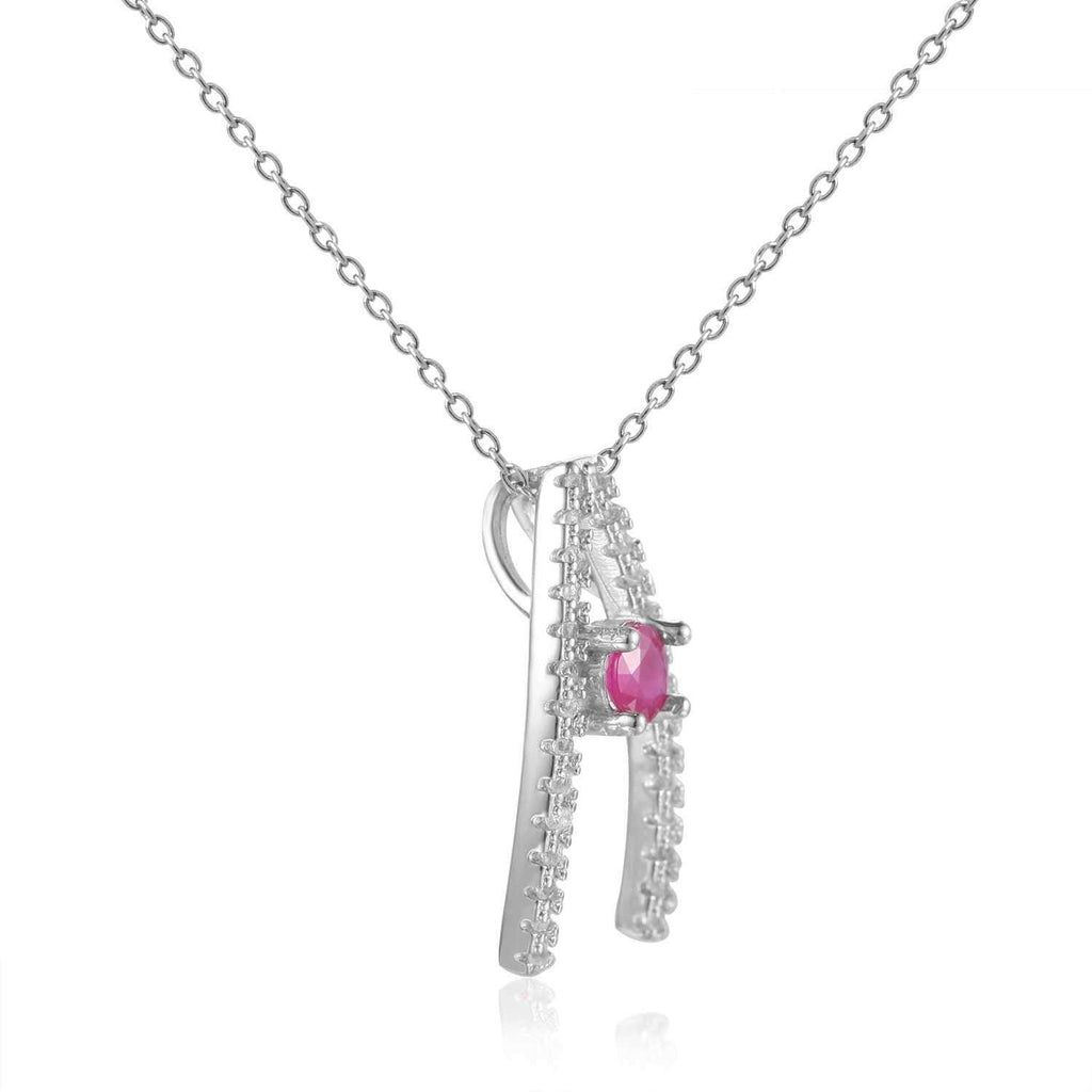 Enchanting Round cut Genuine Ruby Pendant Necklace with White Sapphire