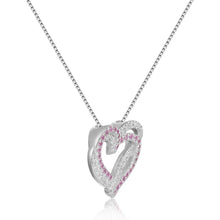 Load image into Gallery viewer, Captivating Round cut Genuine Pink Sapphire Heart Necklace Pendant with White Sapphire