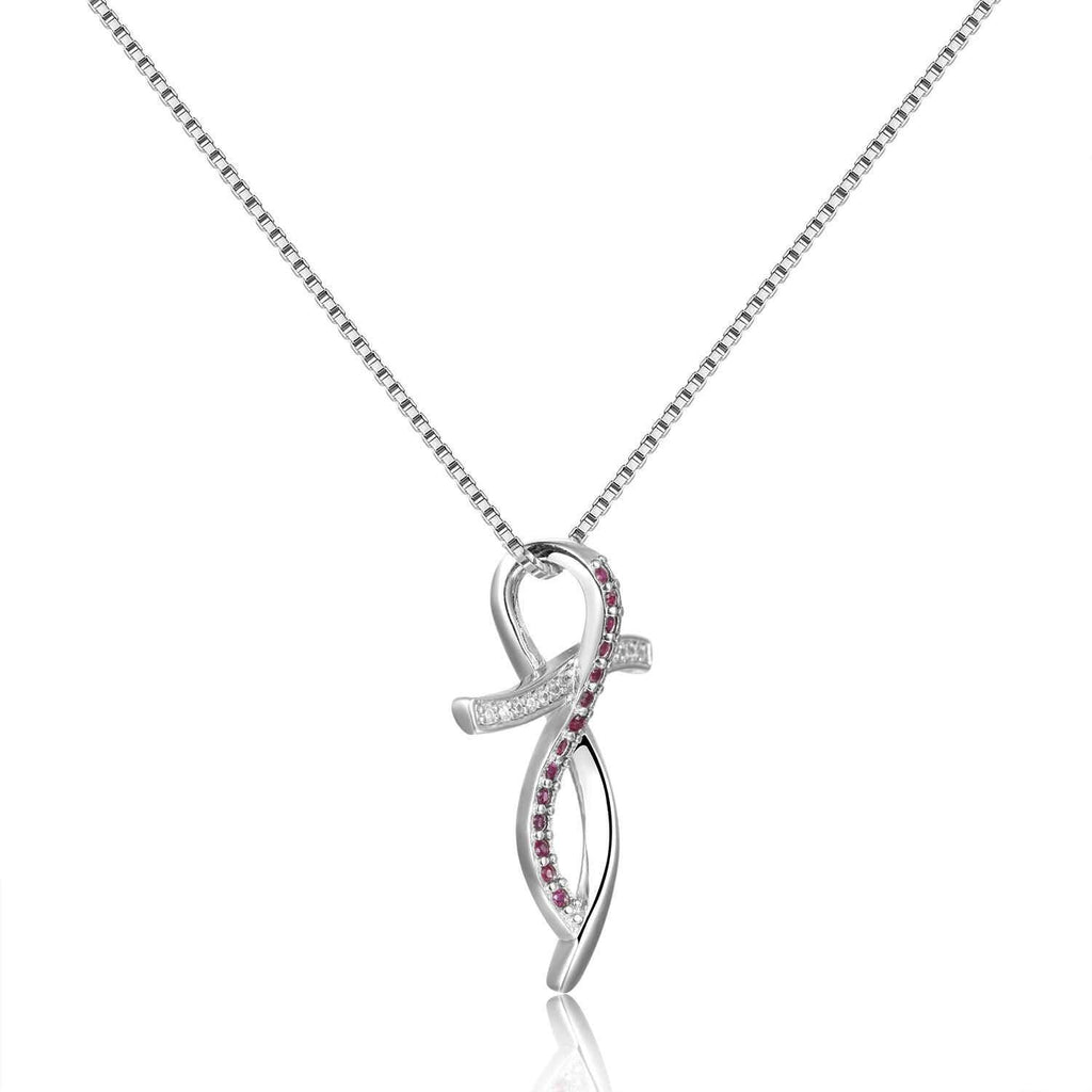 Dainty Round cut Genuine Ruby Necklace Pendant with White Sapphire