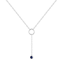 Load image into Gallery viewer, Genuine Sapphire Dainty Round Rhodium NecklaceGenuine blue Sapphire Pendant Necklace Dainty Silver Chain Necklace Rhodium Plated Silver Necklace