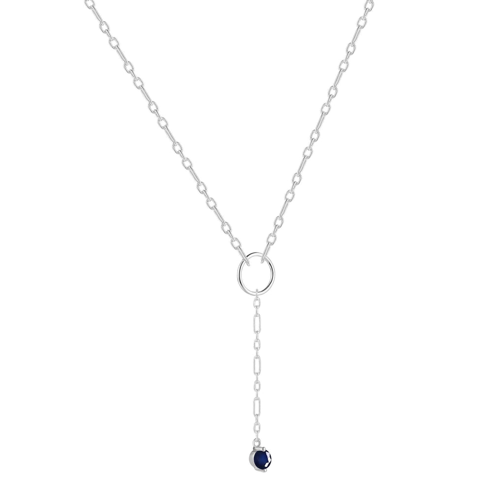 Genuine blue Sapphire Pendant Necklace Dainty Silver Chain Necklace Rhodium Plated Silver Necklace Gift for Her Jewelry for Teenagers