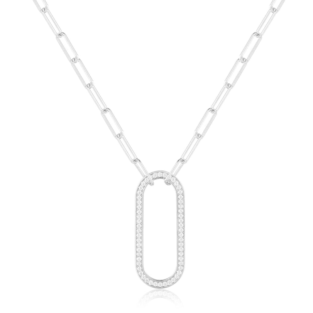 Moissaite Oval Bar Necklace - FineColorJewels